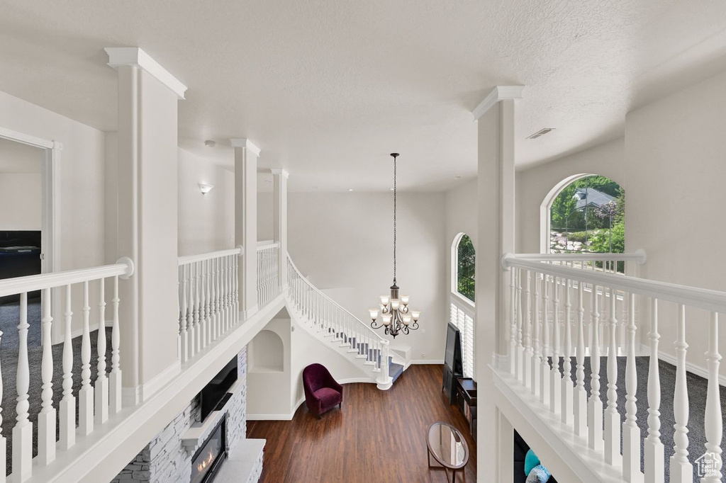 Hall featuring dark wood-style floors