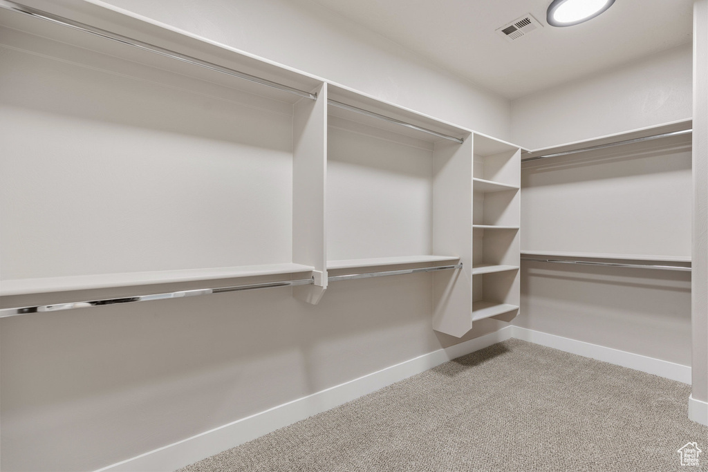 Spacious closet with carpet floors