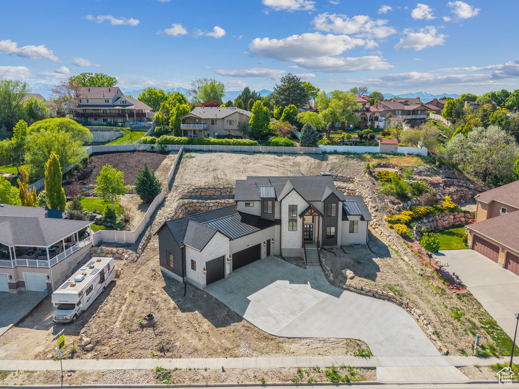 Aerial perspective of suburban area
