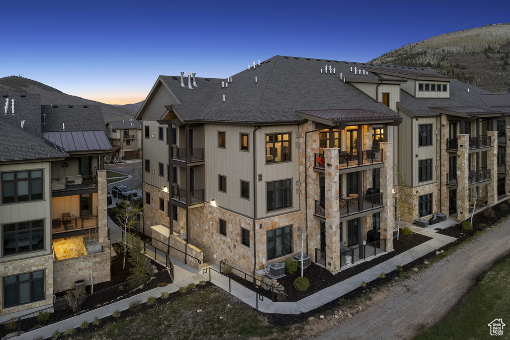 View of building exterior with a mountain view