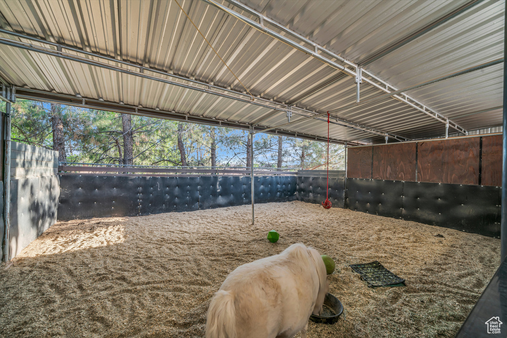 View of horse barn