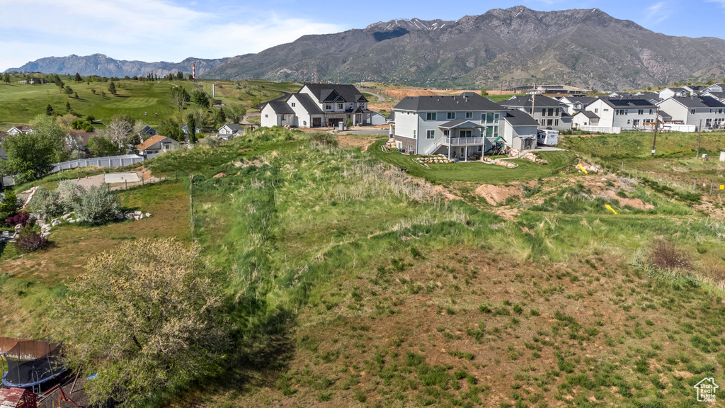 Aerial perspective of suburban area featuring mountains