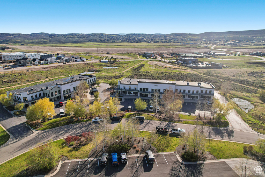 Drone / aerial view of a mountain backdrop