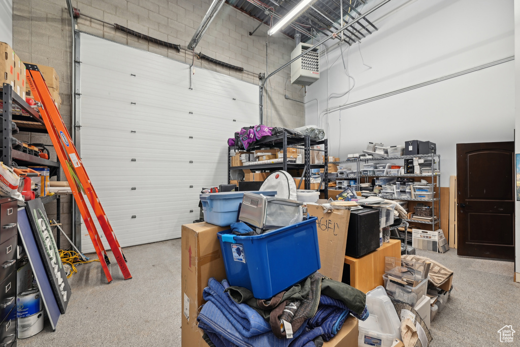 Garage with a heating unit