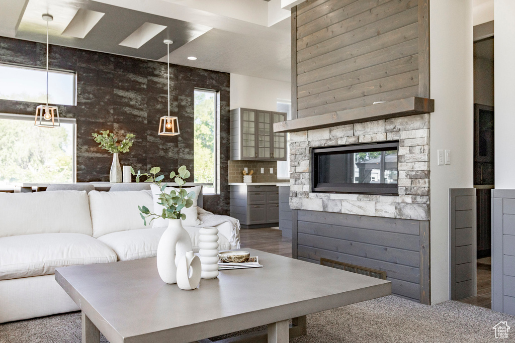 Living area with recessed lighting