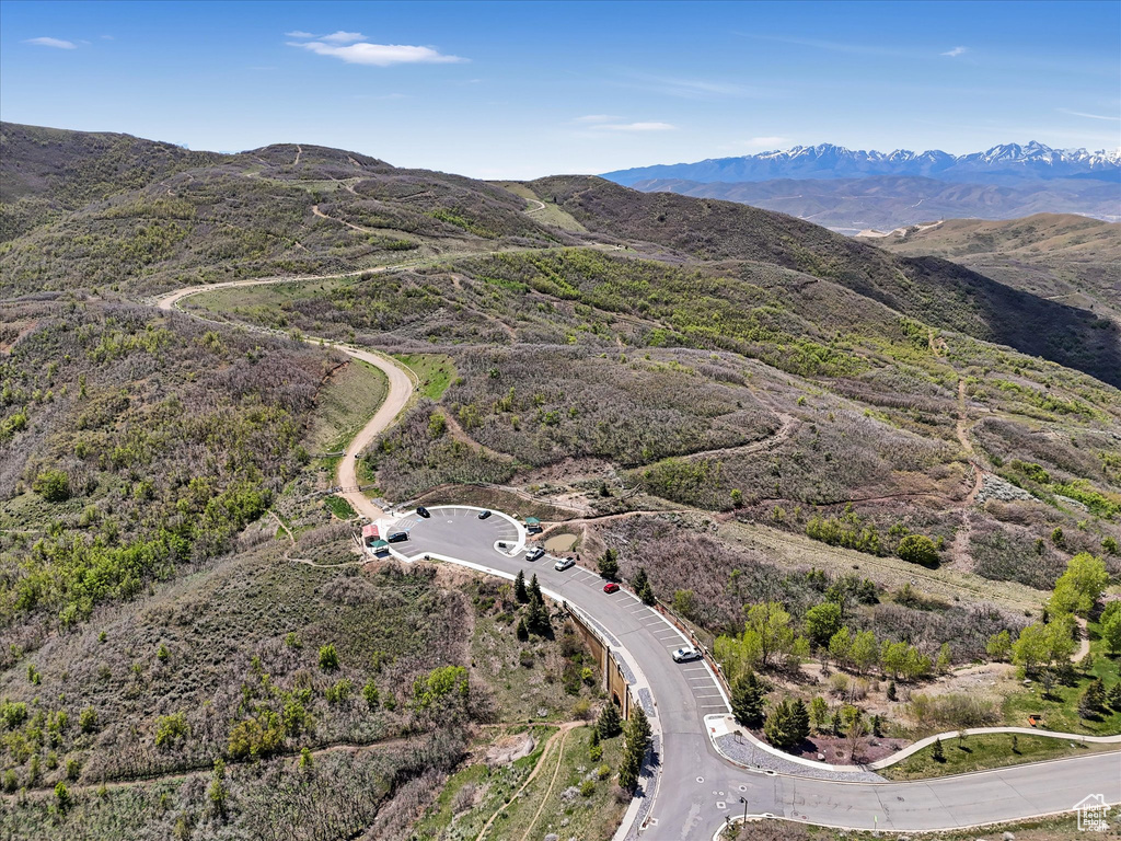 Drone / aerial view of a mountainous background