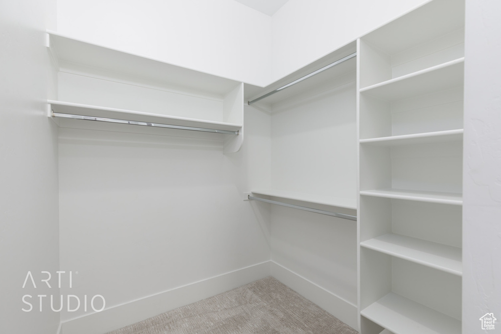 Walk in closet with carpet