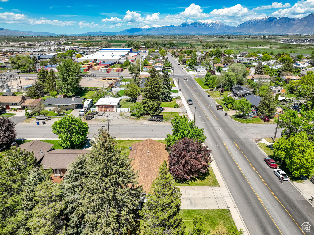 Drone / aerial view of a mountain backdrop