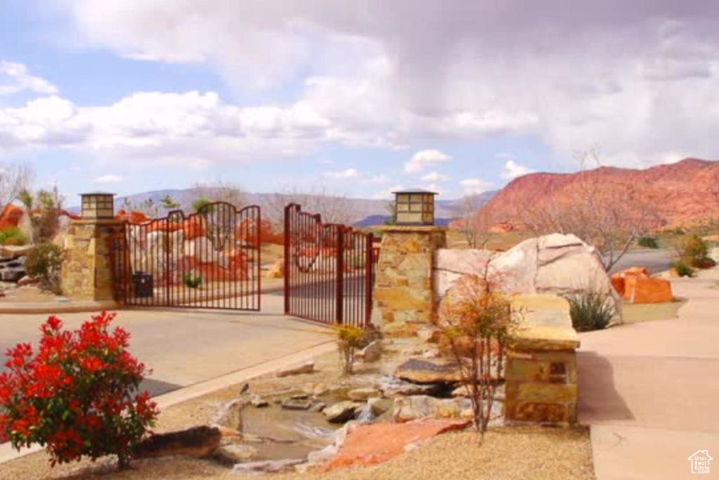 Gate featuring a mountain view