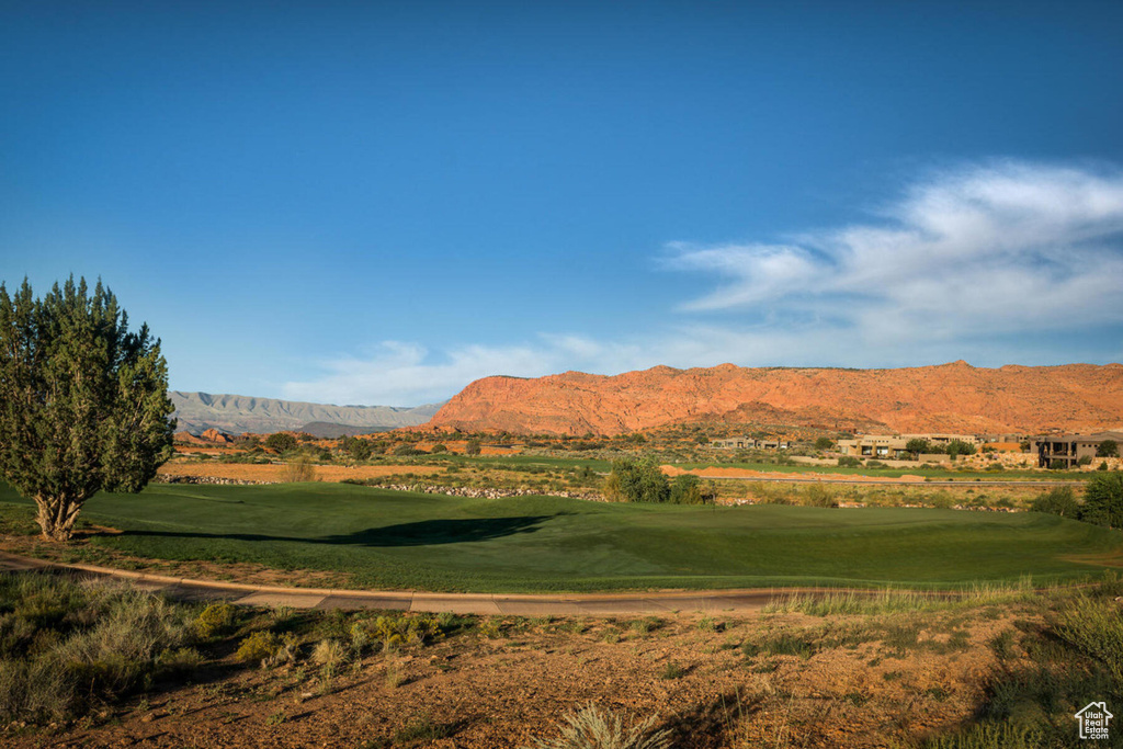 Mountain view featuring a local golf course