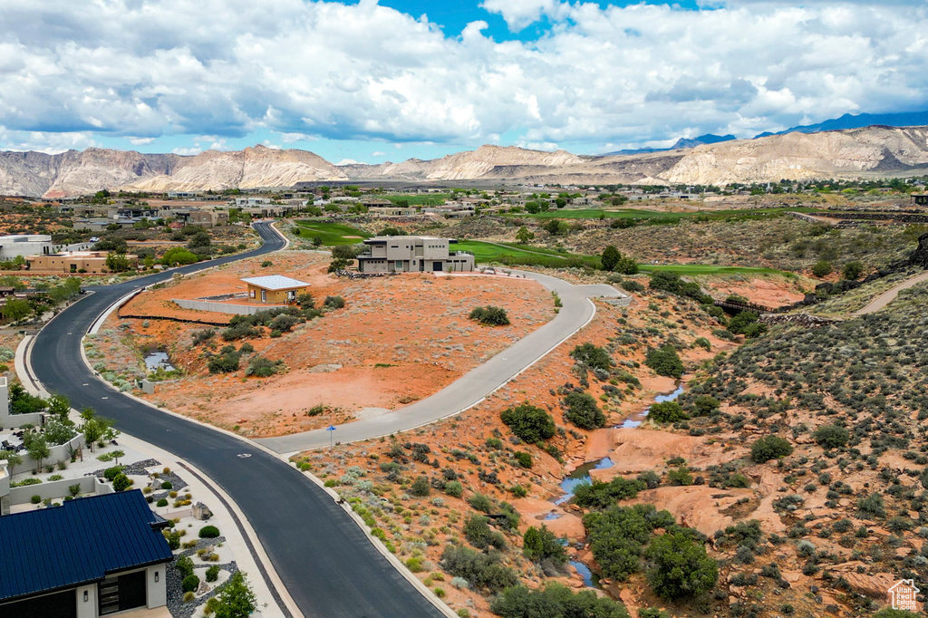 Bird's eye view of a mountain backdrop
