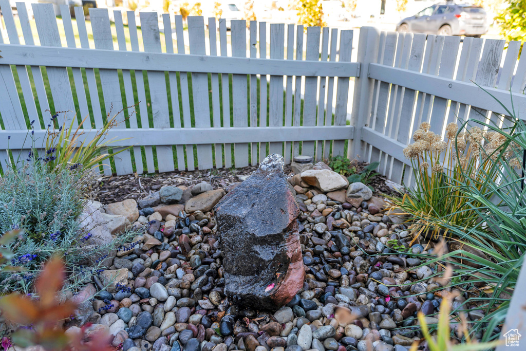 Exterior view of a fenced backyard