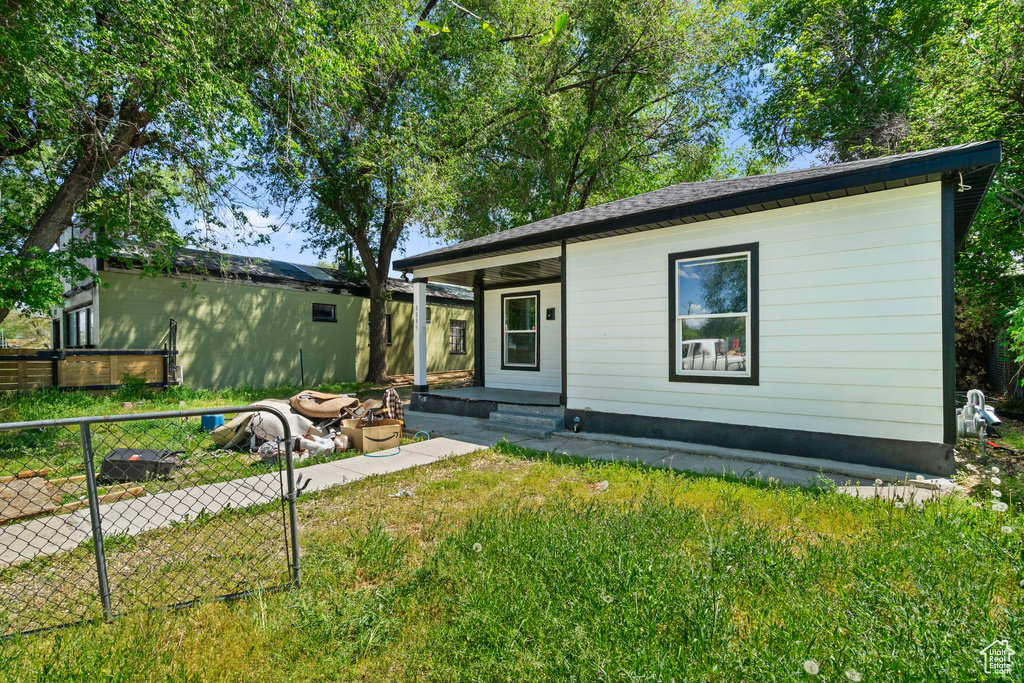 View of front of property featuring covered porch