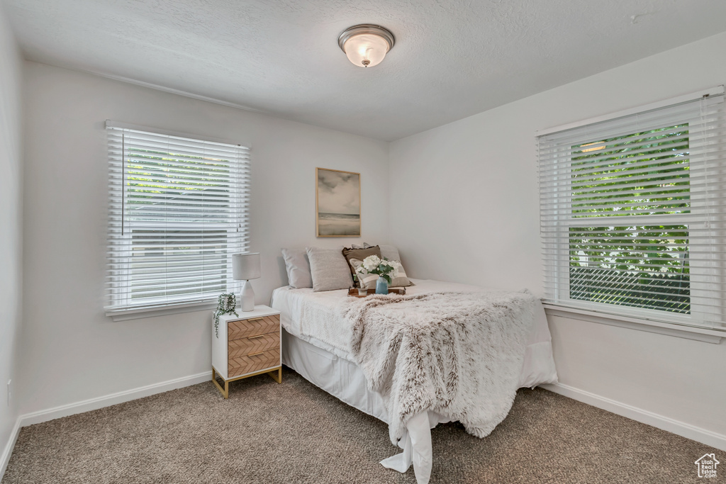 Carpeted bedroom with baseboards