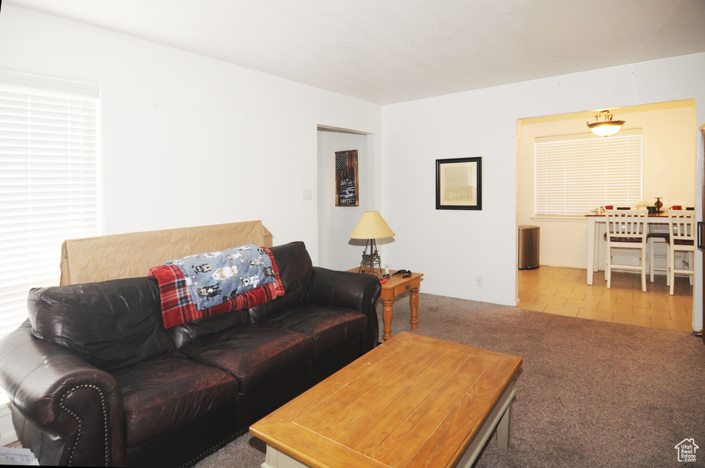View of carpeted living room