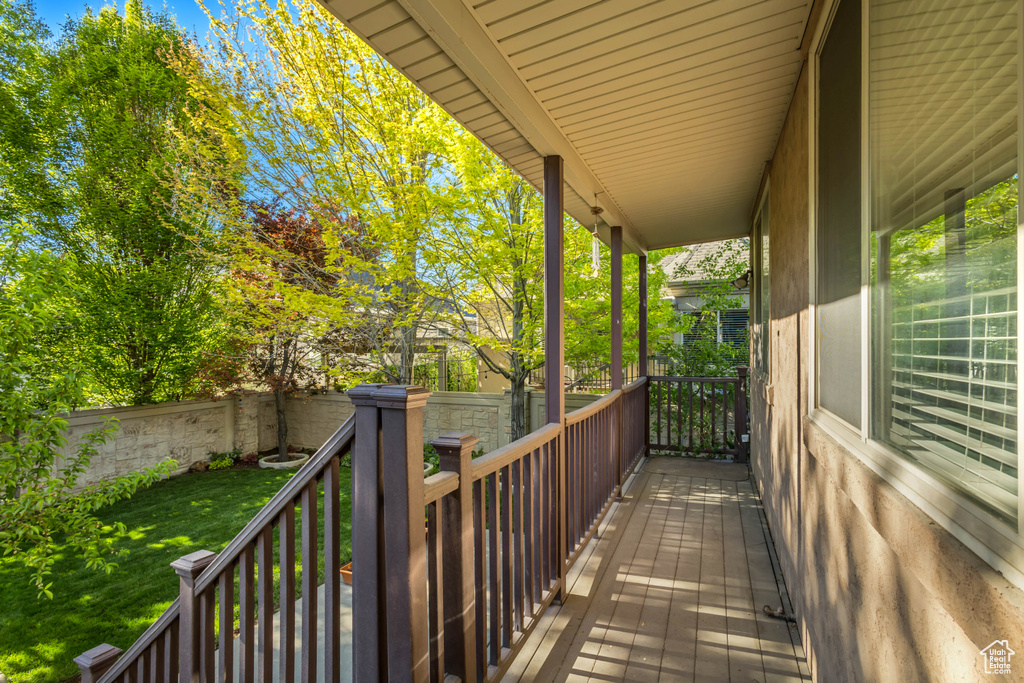 Wooden deck featuring a porch