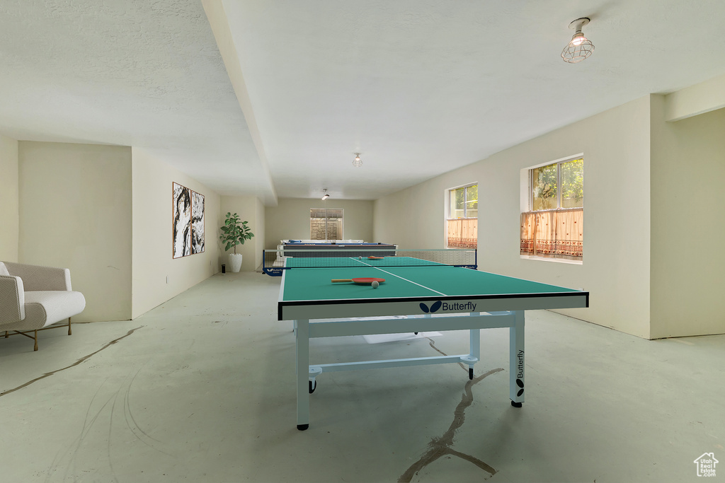 Playroom with concrete floors
