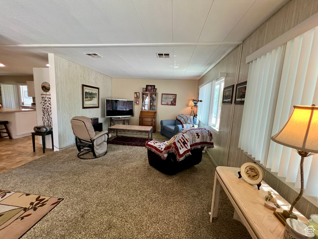 View of carpeted living area