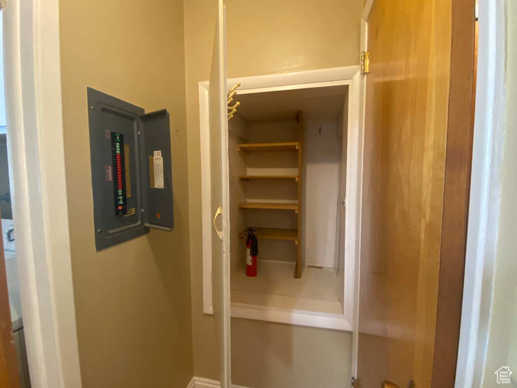 Closet featuring electric panel