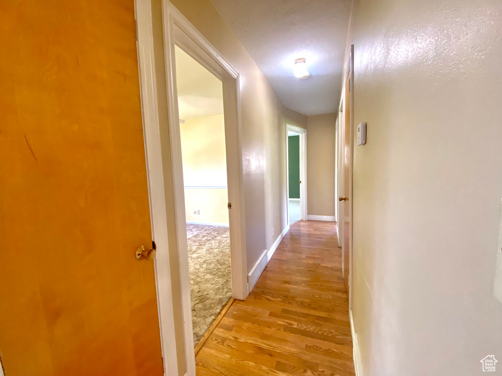 Hallway with light wood-type flooring