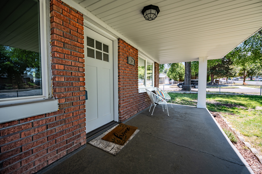 View of covered porch