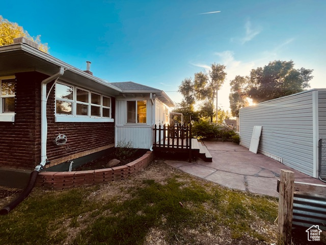 View of home\\\\\\\\\\\\\\\\\\\\\\\\\\\\\\\\\\\\\\\\\\\\\\\\\\\\\\\\\\\\\\\'s exterior with brick siding and a patio
