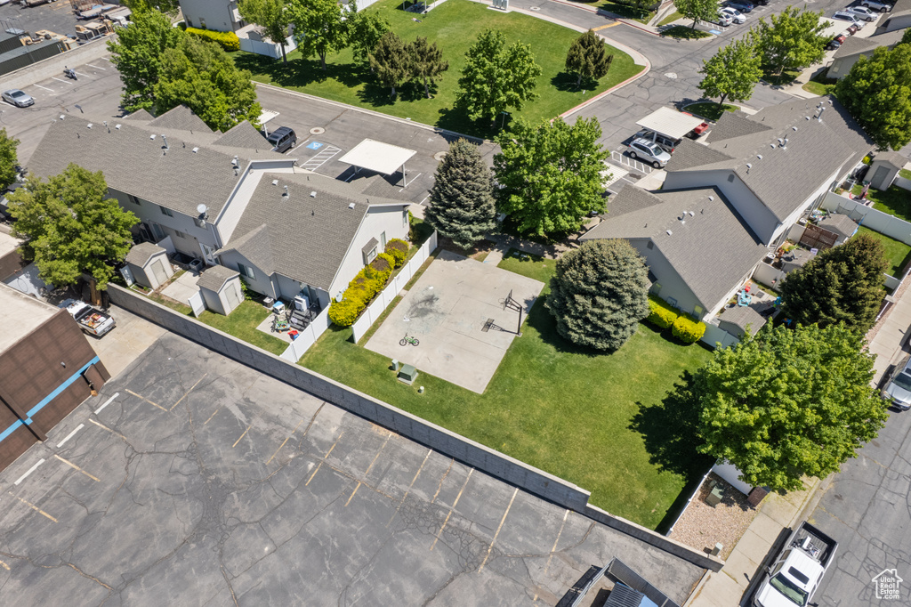 Aerial perspective of suburban area