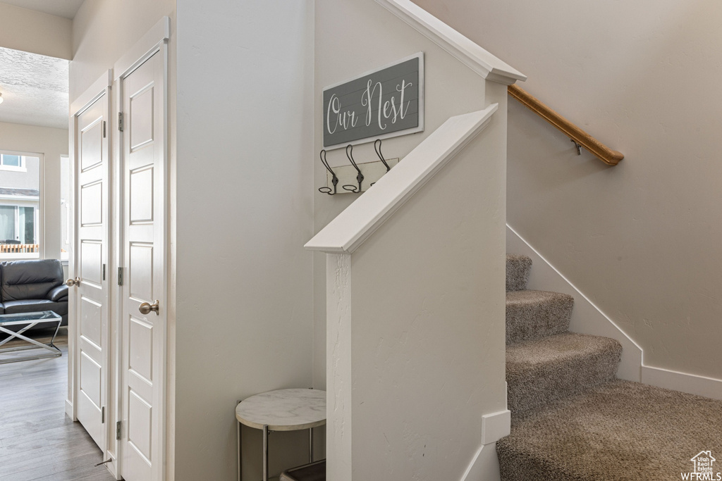 Stairs with wood finished floors