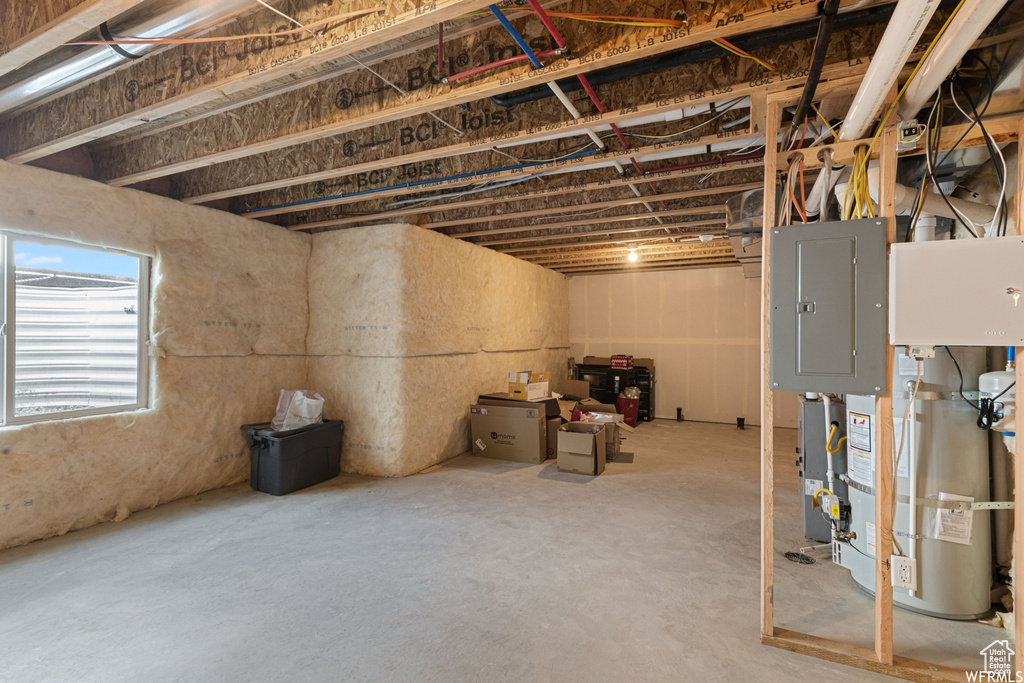 Basement with electric panel
