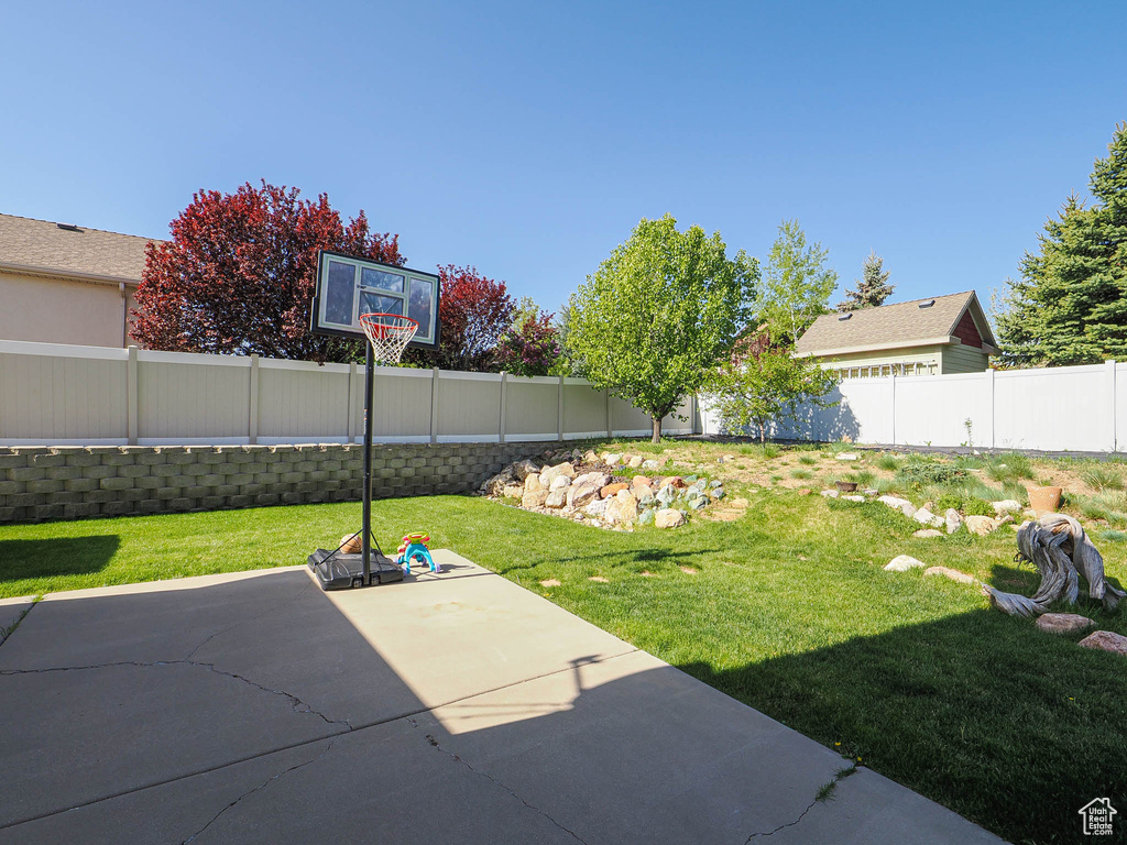 View of yard with a patio