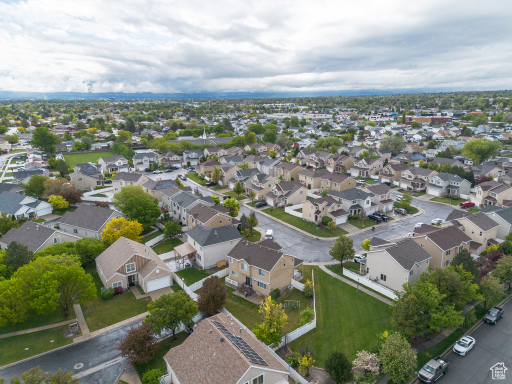 Aerial perspective of suburban area