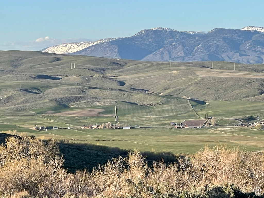 View of mountain background with rural landscape