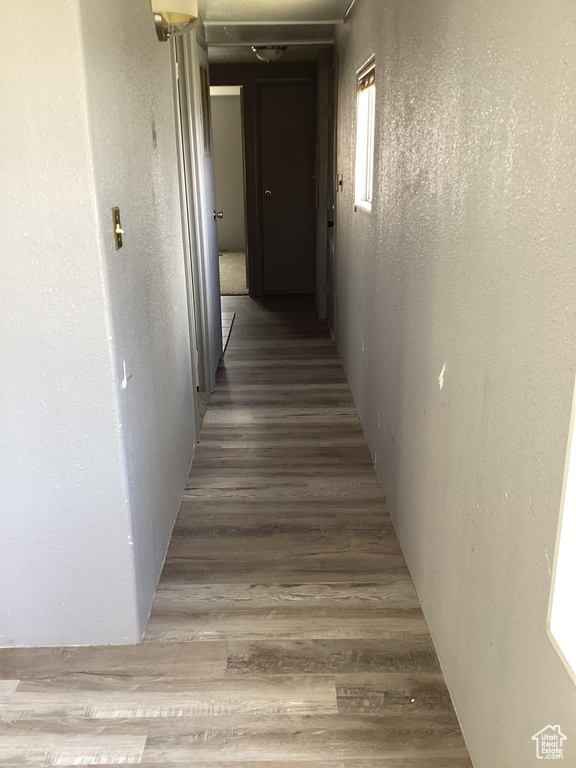 Hallway with wood finished floors