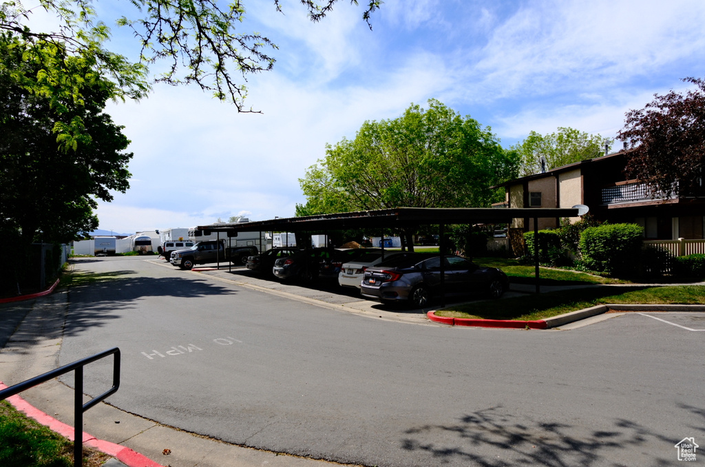View of covered parking lot