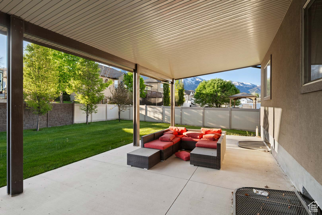 View of patio with outdoor lounge area