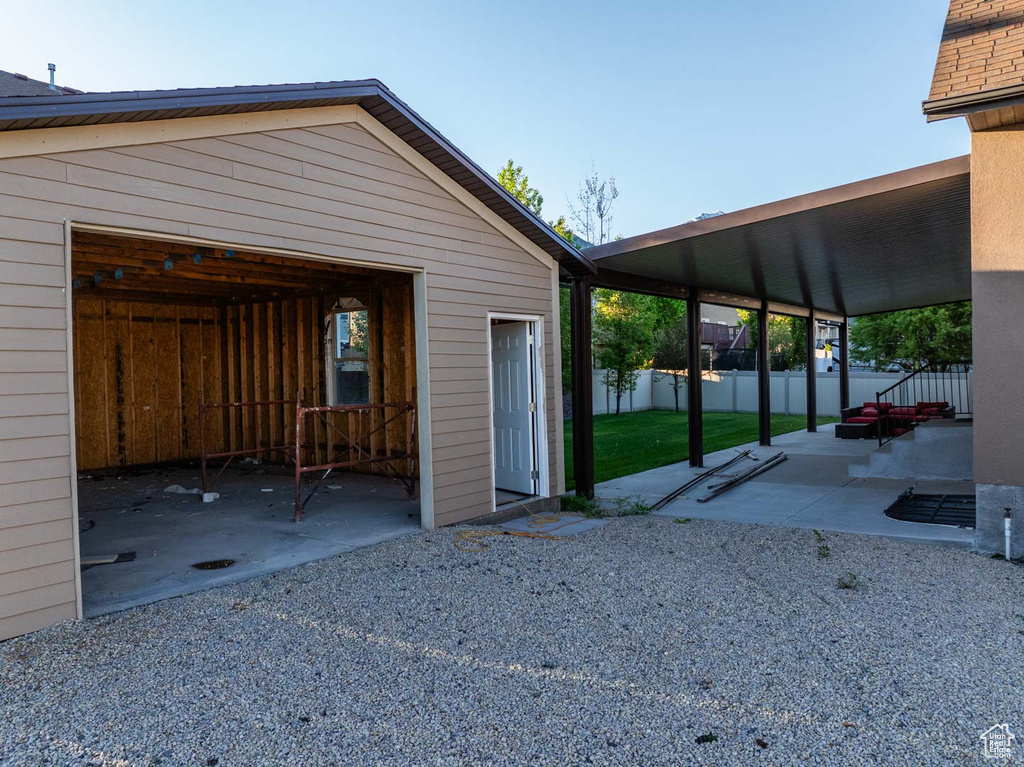 Garage with fence