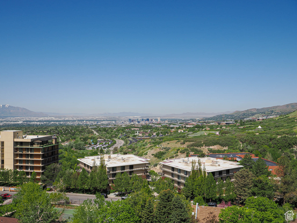 Aerial view of a mountainous background