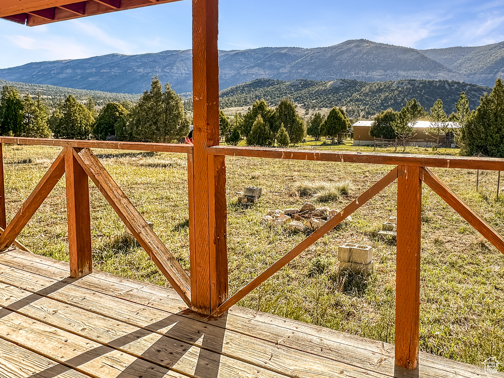 Gate with a deck with mountain view