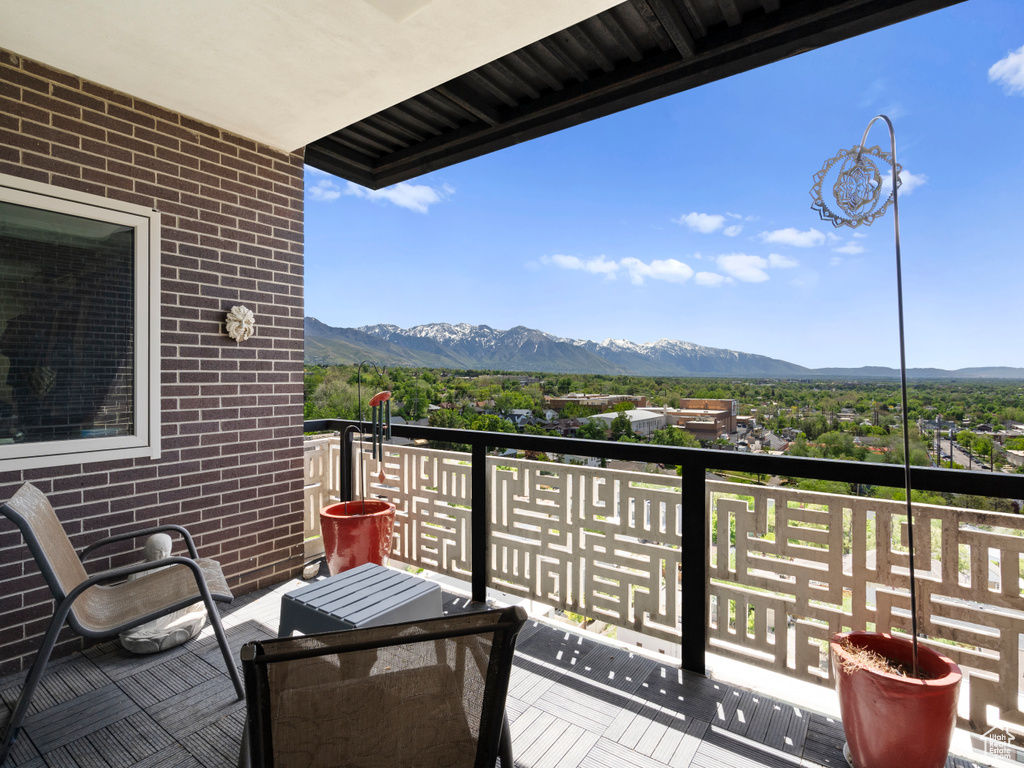 Balcony with a mountain view