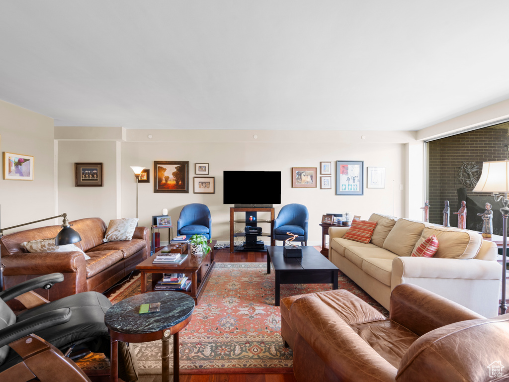 Living room with wood finished floors