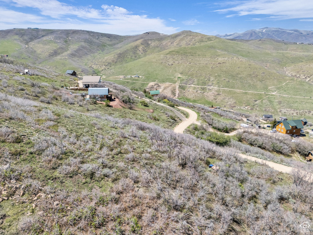View of mountain backdrop with rural landscape