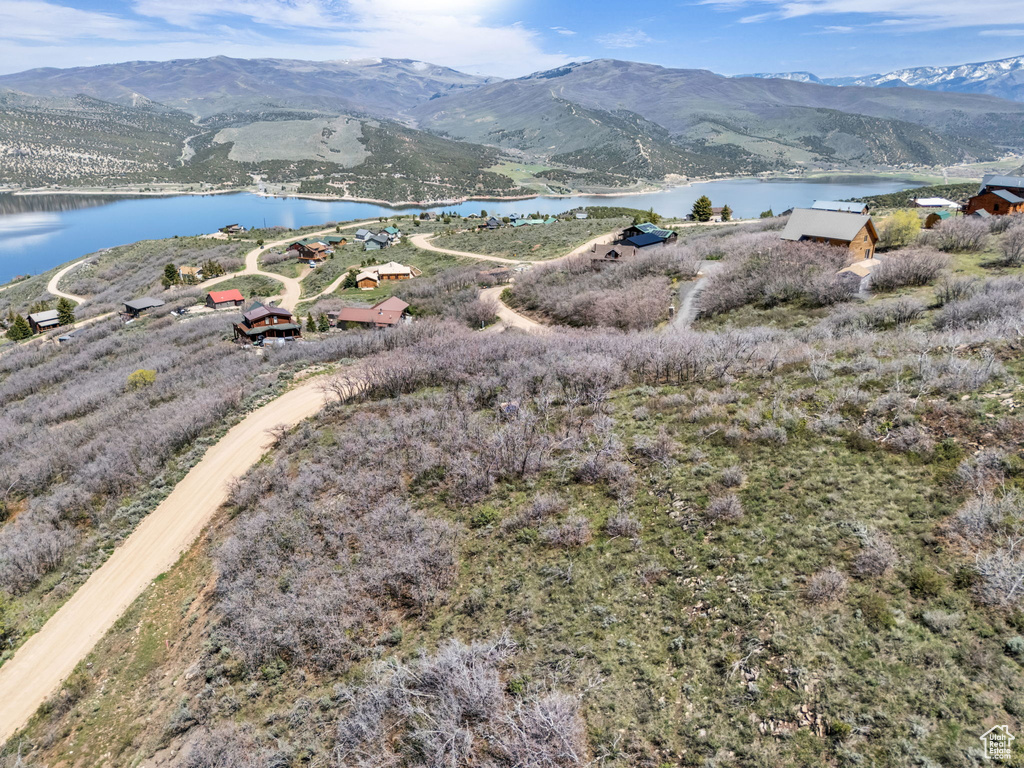 Drone / aerial view of a water and mountain view