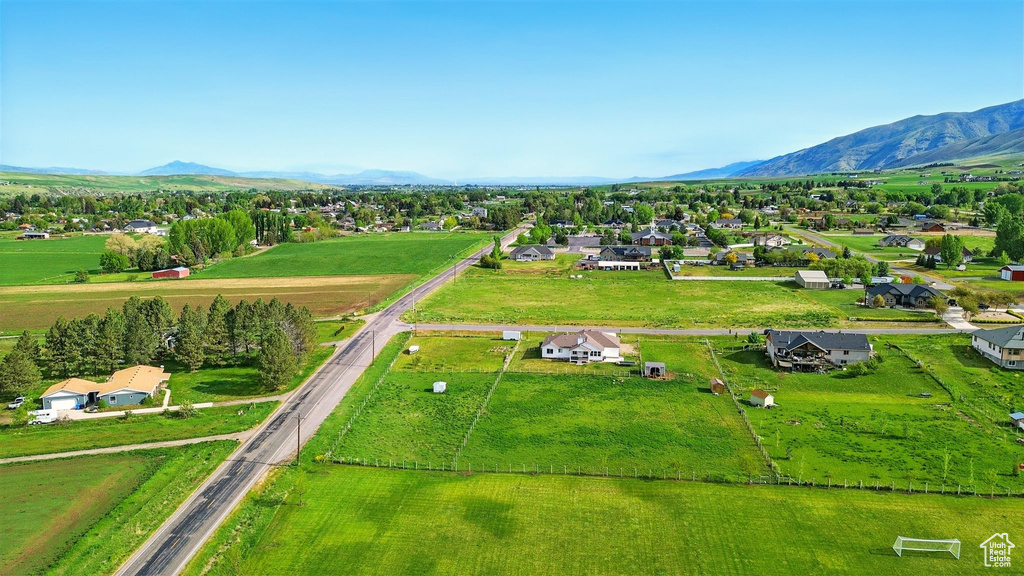 Aerial view of a mountainous background