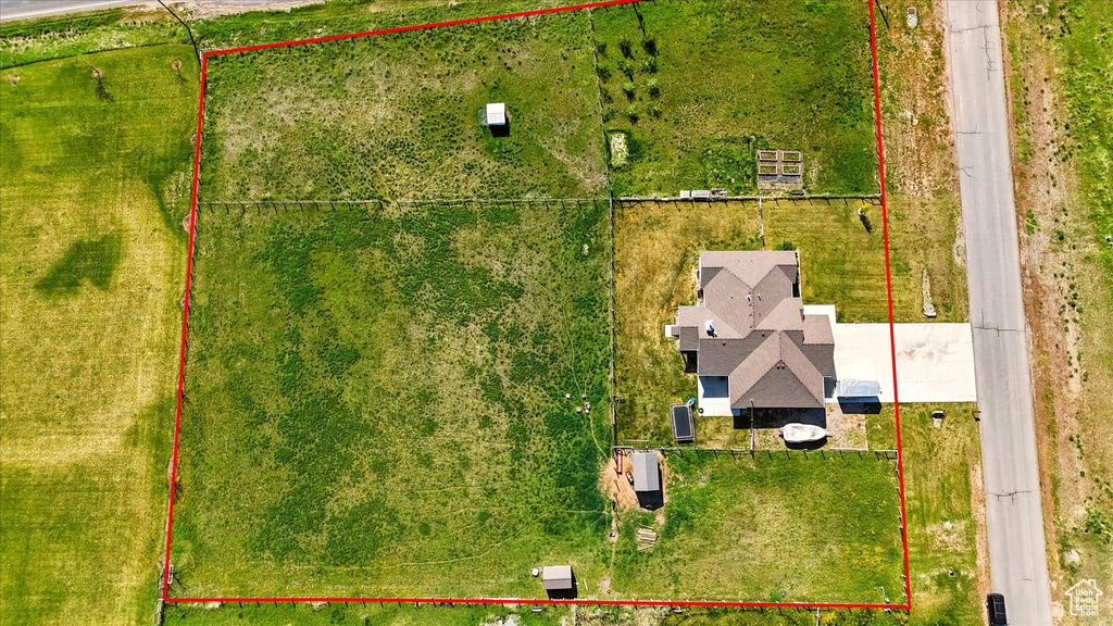 Aerial view of property's location with property boundaries highlighted