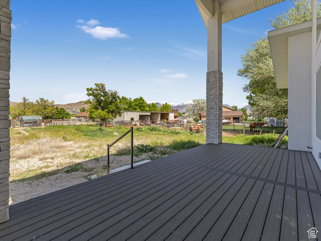 Deck featuring a mountain view