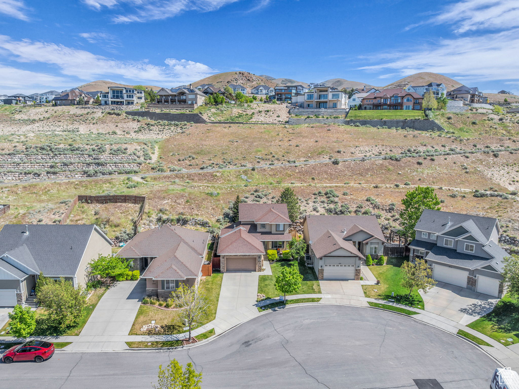 Aerial perspective of suburban area