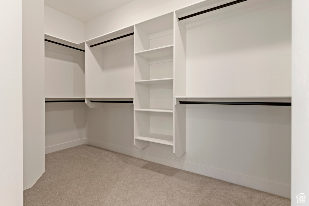 Walk in closet with carpet