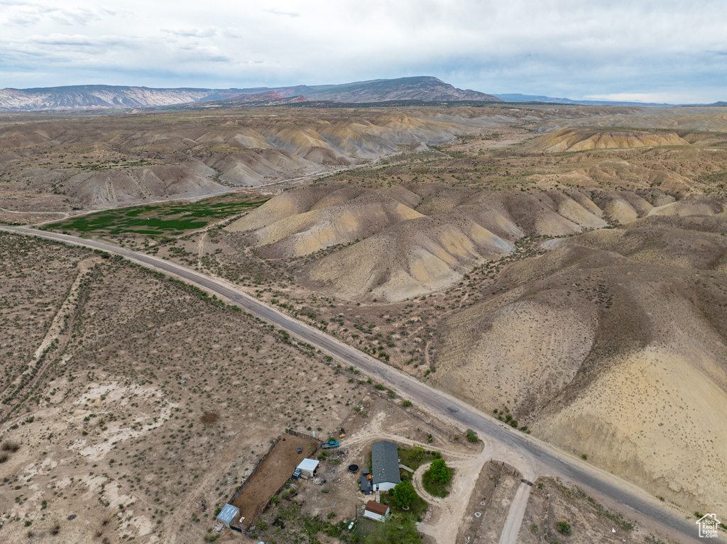 Aerial overview of property\'s location with mountains, rural landscape, and a desert landscape