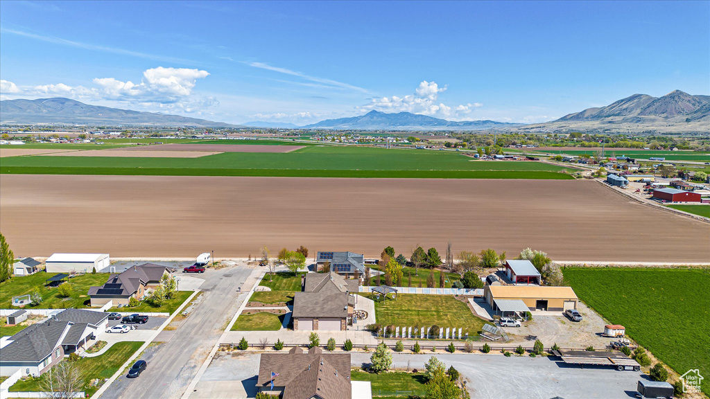 Aerial view of a mountainous background