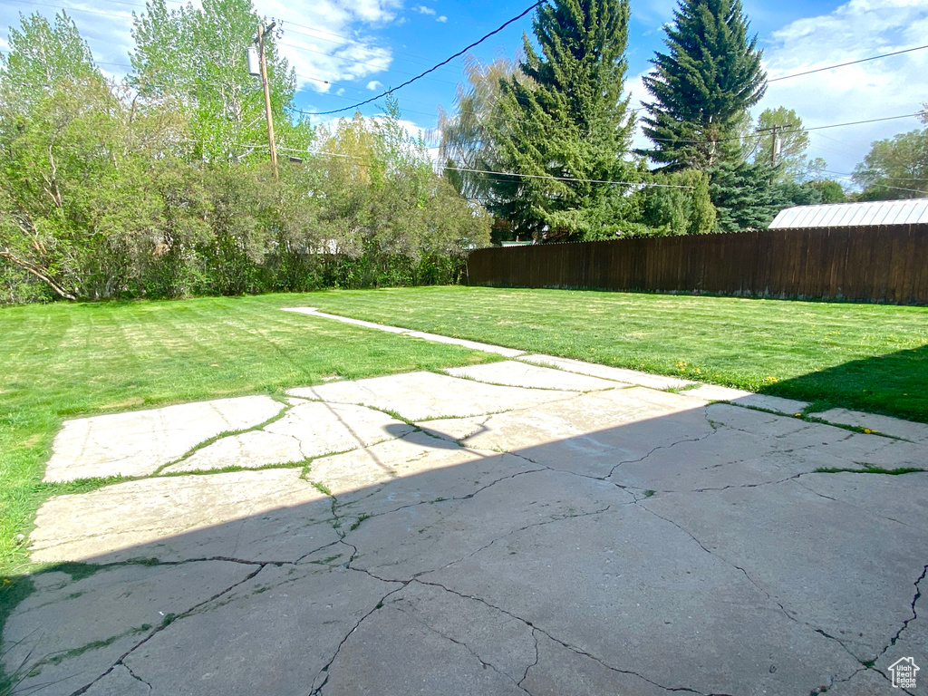 View of yard with a patio area